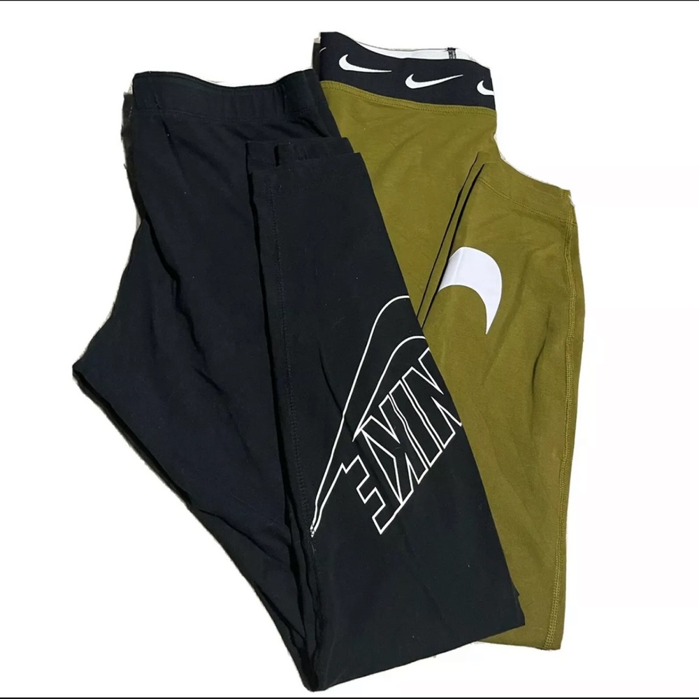 Women's Nike Leggings Size M (Black And Army Green)